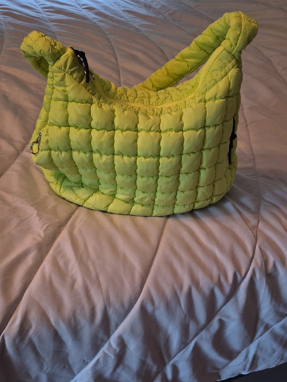 Source Unknown Neon Lime Quilted Shoulder Bag